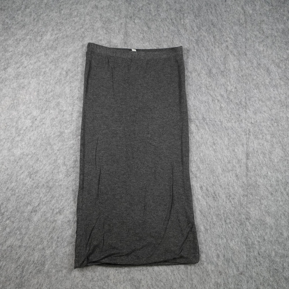 Leith Skirt Womens Small Charcoal Gray Rayon Spandex Knit Stretch Midi Straight